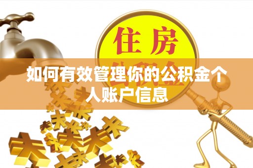 丰滨如何有效管理你的公积金个人账户信息